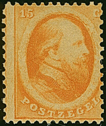 1864, King Wilhelm III. 15 c. orange, light decentered, mint never ...