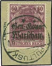 Pultusk: 1918, German Occupation 2½-30 pfg. and 60 Pfg. with hand ...