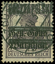 Zdunska Wola: 1918, German Occupation 10 and 15 pfg. with hand stamp ...