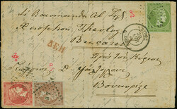 1867, entire letter from Syros via Triest to Bucarest, franked with ...