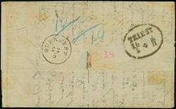 1867, entire letter from Syros via Triest to Bucarest, franked with ...