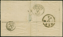 1866, unpaid lettersheet from "GALATZ 9/2" (beneath Greek stamps) to ...