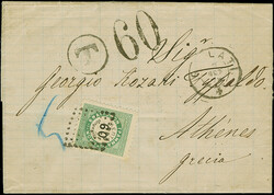 1876, unpaid entire letter from Galatz via Triest to Athens, with ...