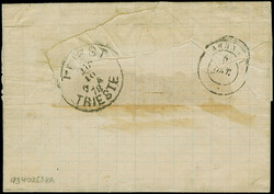1876, unpaid entire letter from Galatz via Triest to Athens, with ...