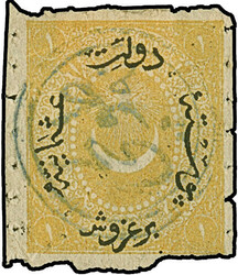 "TULCA", all arabic double-circle, clear and complete strike in blue ...