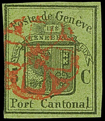 1846, Großer Adler 5 C. auf lebhaftgelboliv, farbfrisch, links teils ...