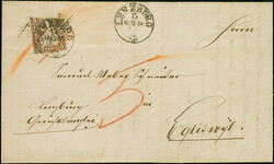 1862, 5 Rp. braun, auf Brief mit auf- und nebengesetztem EKr. ...