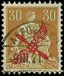 1920, Flugpost 30 Rp., sauber gestempelt "AFFOLTERN 9.III.21", ...