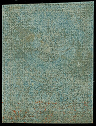1862, Tughra first printing, 2 pia. black on thin deep blue paper, ...