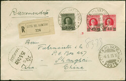 1934, Provisionals 40 c.-3,70 l. overcomplete, used on 3 registered ...