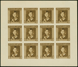 1935, King Peter II. 1 din. brown, Essay of Unaccepted Design in ...