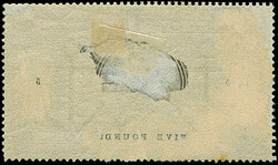 1882, £5 orange on blued paper, AA, handstamped "SPECIMEN", type 9, ...