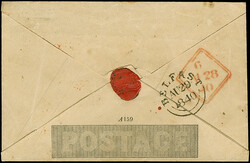 1847, Mulready wrapper 1 d. black, stereo A159, cancelled by red ...