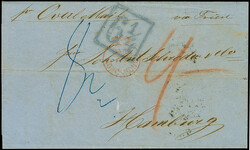 1857, “PAID AT HONG KONG” small crowned red cds (Webb type 11) ...