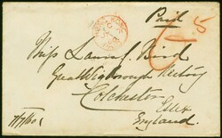 1860, envelope to Colchester, England, with red despatch cds “HONG ...