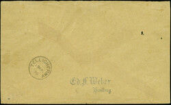 1889, ½ a. black on pink with embossed 'peacock', tied by native ...