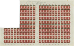 1948/49, Wilhelmina overprinted 50 c., imperforated proof in part ...