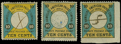 1875, 10C. schwarz/blaugrün/gelb und 10 C. ...