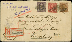 1899, Aufdruck-Ausgabe 3 C. violett, 4 C. orangebraun und 6 C ...