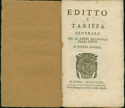 1785, “Editto e Tariffa Generale per le Corse de Cavalli delle ...