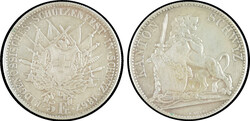 SCHWEIZ: 1867, 5 Franken, Schwyzer Kantonalschützenfest, 24,68 gr., ...