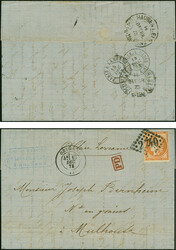 “MÜLHAUSEN i. ELS. BHF. 14.OCTBR.73” (Spalink 26-6) und ...