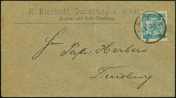 1896, Düsseldorf 3 Pfg. blau auf weißem Papier mit Stempel ...