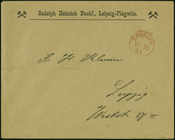 Leipzig-Courier: 1893, roter Stempel “COURIER 19.1.93” für ...
