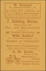 Wormatia: 1896, Ganzsachen-Doppelkarte 3 Pfg. mit violettem L2 ...