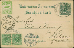 Courier: 3 Pfg. grün auf Ansichtskarte “Unterbarmer Turnerbund - ...