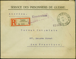 Kriegspost: 1916, R-Vordruckbrief "SERVICE DES PRISONNIERS DE GUERRE" ...