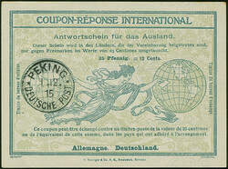 Kriegspost: 1915, Internationaler Antwortschein 25 Pfg. mit Stempel ...