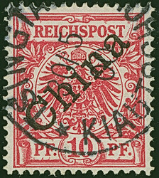 1898/1901, China Diagonaler Aufdruck 10 Pfg. rotkarmin, farbfrisch ...