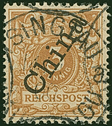 1898/1901, China Steiler Aufdruck 3 Pfg. hellocker, farbfrisch und ...