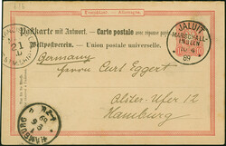 1889, Ganzsachen-Doppelkarte 10 Pfg. mit Stempel “JALUIT ...