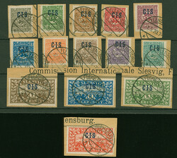 1920, C.I.S. 2 ½ Pfg. – 10 M., je mit sauberem Stempel "FLENSBURG ...