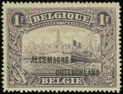 1920, 1 Franc violett, Aufdrucktype II, gezähnt 14 ¾:15, sauber ...