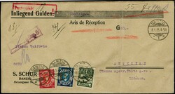 1924, Staatswappen 20 und 40 Pfennig sowie Flugpost 1 Gulden je mit ...