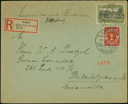 1924, Ansichten 1 G. mit Plattenfehler “gebogener senkrechter ...