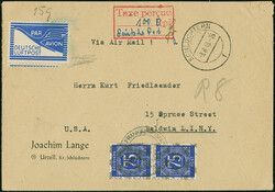 Netz auf Ziffer 75 Pfg. im senkrechten Paar mit Stempel “FRANKFURT ...