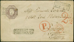 Oktogon 5 Sgr. violett mit Ra2 "NEUENBURG 17/9" (1859) an ein ...