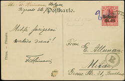 "Eesti" als handschriftlicher Vermerk auf Germania 10 Pfennig rot mit ...