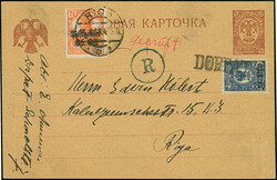 1918, 20 Pfennig auf 10 Kopeken dunkelviolettultramarin, sauber mit ...