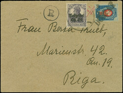 1918, 40 Pfennig auf 20 Kopeken lebhaftultramarin/mittelrotkarmin, ...