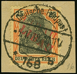 1919, Aufdrucktype II, roter Aufdruck: Germania 25 Pfennig rotorange ...