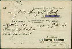 1920, Germania 5 und 20 Pfennig mit Stempel “CZENSTOCHAU 31.7.16” ...