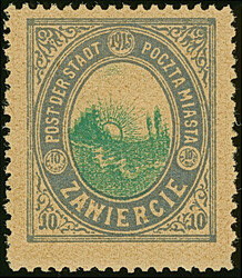1916, Ansichten 10 Pfennig mattultramaringrau/dunkelopalgrün, mit ...