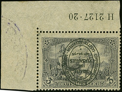 1920, Aufdruckausgabe im Hochoval 3 Mark mit kopfstehendem Aufdruck, ...