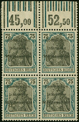 1920, Germania 75 Pfennig mit schwarzem Probeaufdruck von Druckplatte ...