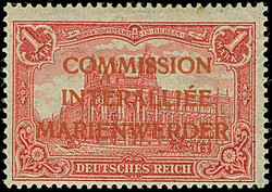 1920, 1 Mark mit Mediävalaufdruck in rot, sauber ungebraucht, ...